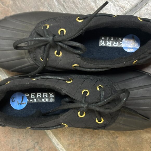 ~~Sperry Top Sider Shoes Women's 7.5M Duckling STS97711 Black Fabric Waterproof - Picture 10 of 12